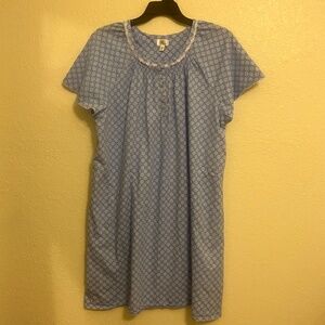 Aria Women's 100% Cotton Raglan Sleeve Smocked Neck Sleepwear Blue Gown -Size 3X